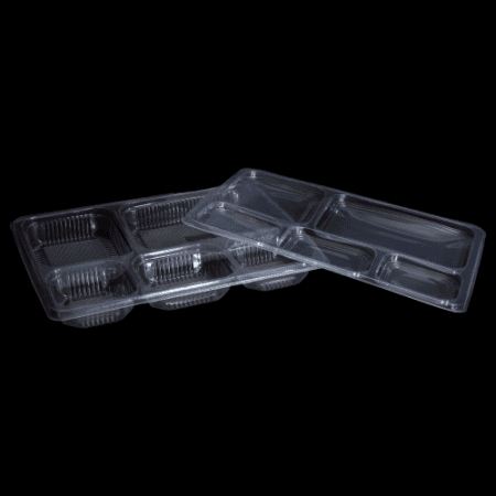 Plastic Meal Tray 5 CP with Lid